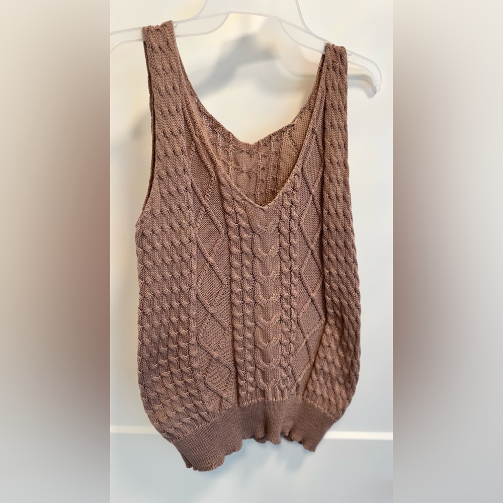 Soft RoseCilored Knit Sleeveless Tank Top